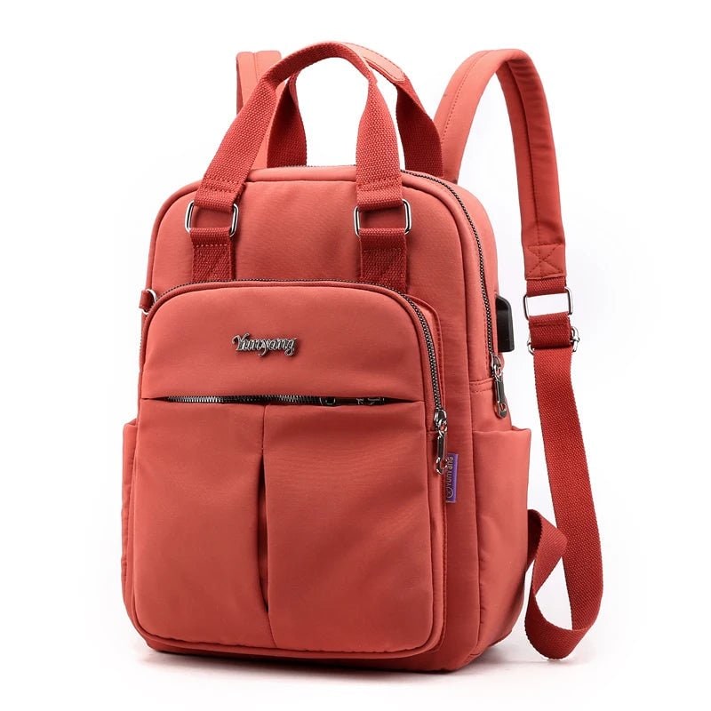 Women's Travel Backpack Purse with USB Charging Port and Nylon Exterior