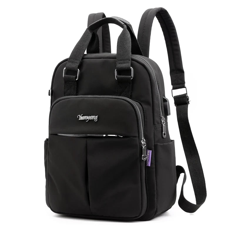 Women's Travel Backpack Purse with USB Charging Port and Nylon Exterior