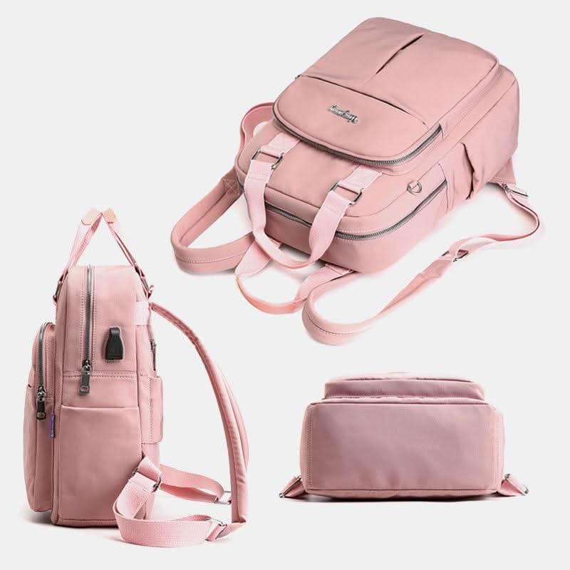 Women's Travel Backpack Purse with USB Charging Port and Nylon Exterior