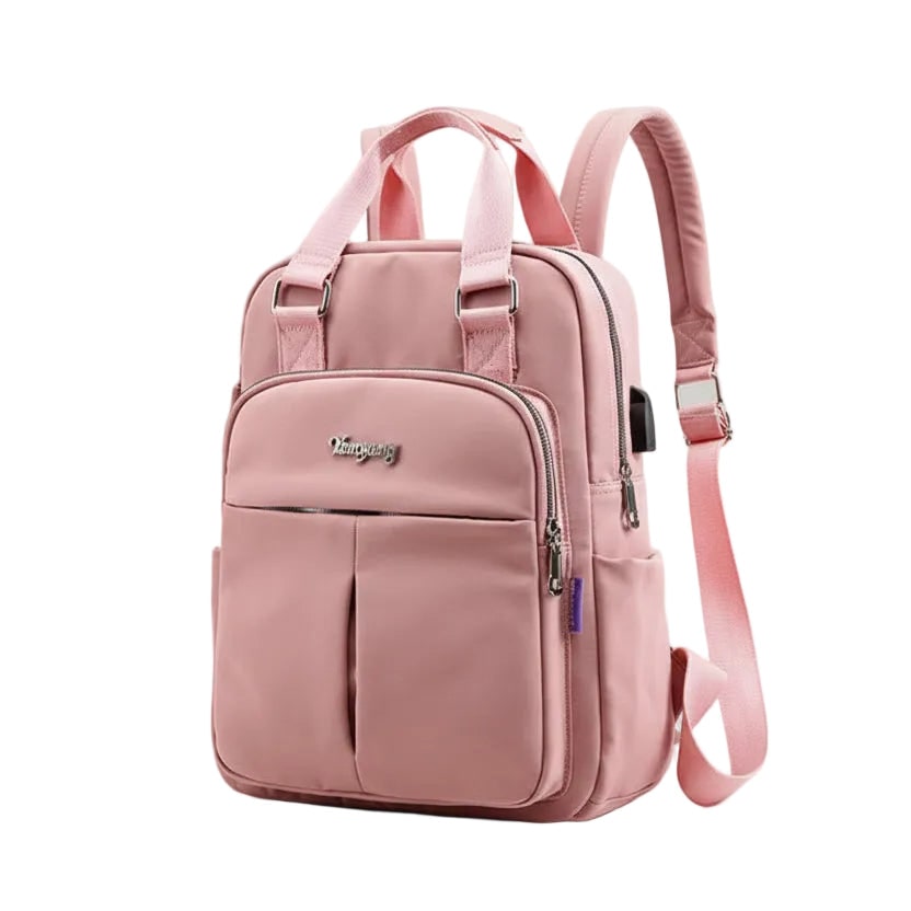 Women's Travel Backpack Purse with USB Charging Port and Nylon Exterior