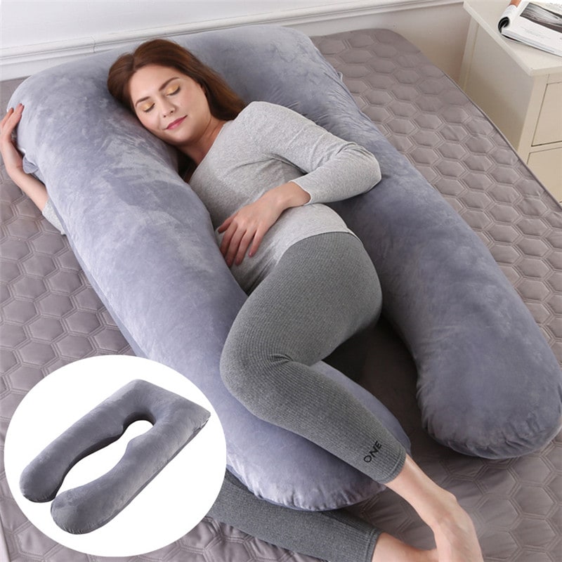Women's U Shaped Full Body Pregnancy Pillow with Side Sleeping Support and Back Pain Relief