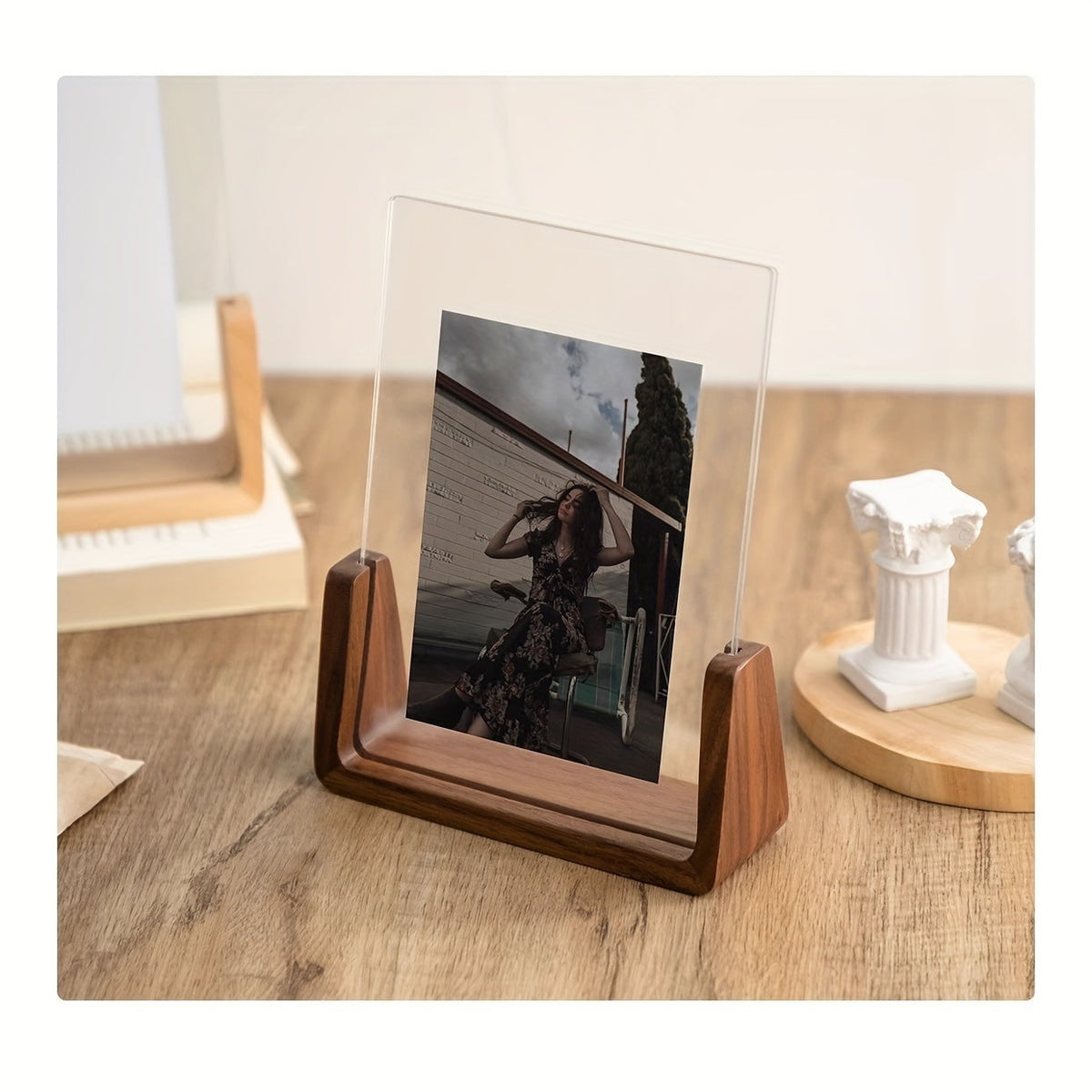 Wood Picture Frame 12x18 and 11x17 Modern Tabletop Display with Clear Acrylic Panels