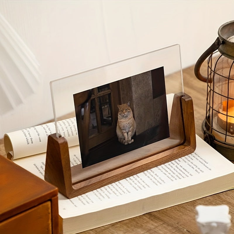 Wood Picture Frame 12x18 and 11x17 Modern Tabletop Display with Clear Acrylic Panels