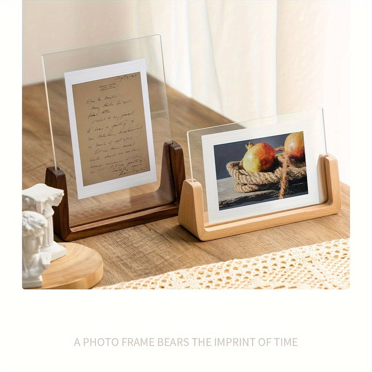 Wood Picture Frame 12x18 and 11x17 Modern Tabletop Display with Clear Acrylic Panels